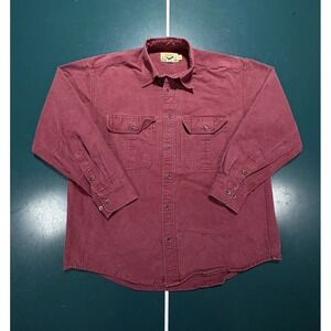 Vintage Cabelas‎ Chamois Cloth Flannel Shirt Deerskin Soft Red Heavyweight Large
